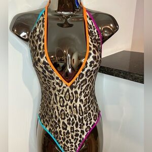 D&G women Leopard One Piece with Colorful Trim